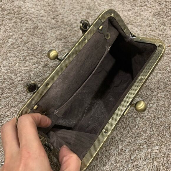 Handmade Genuine Leather Floral Print Kisslock Top Handle bag & Small Purse Set - Picture 16 of 16